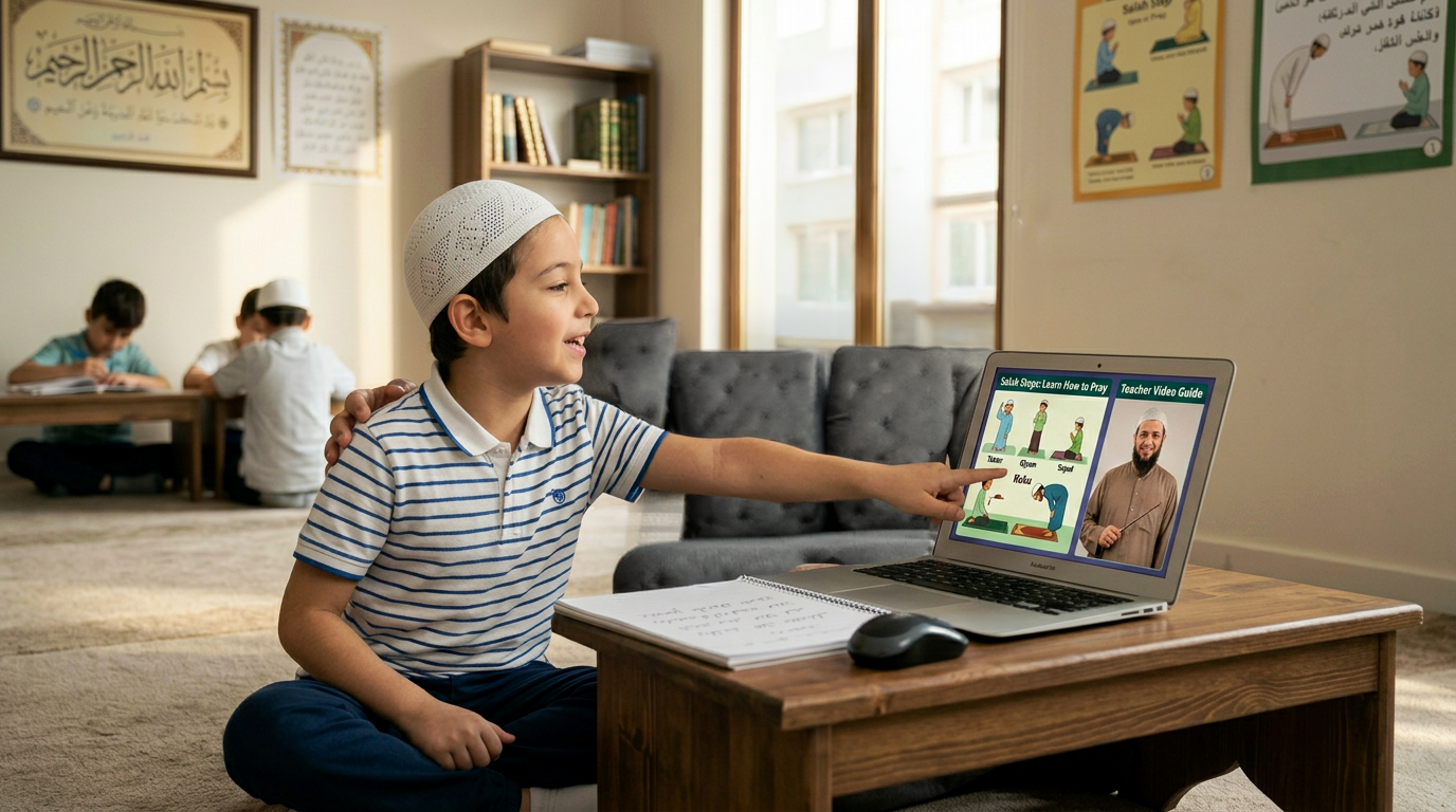 firefly just move the teacher on laptop screen beside salah step photo 107938